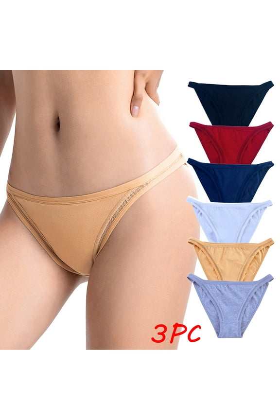 Womens Boxer Shorts 3PC Women Everyday Solid Color Ventilate Middle Waist Underwear Panties