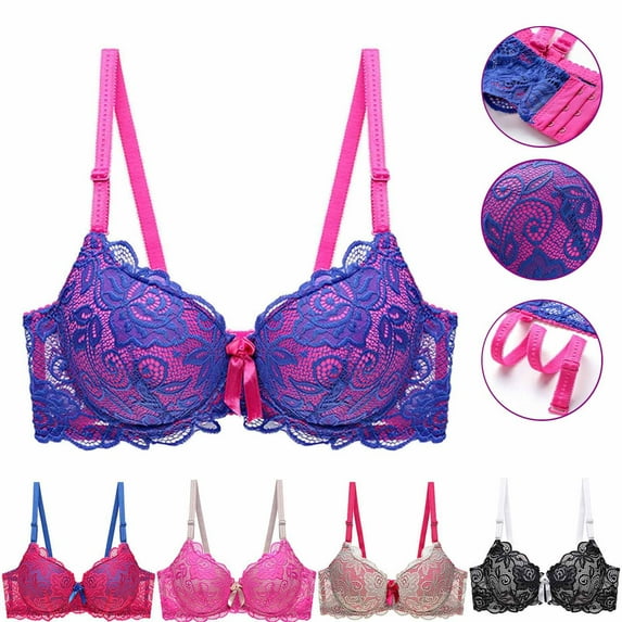 Fesfesfes Womens Bras Mesh Lace Bras Color Color Block Daily Bras Breasted Sport Bras