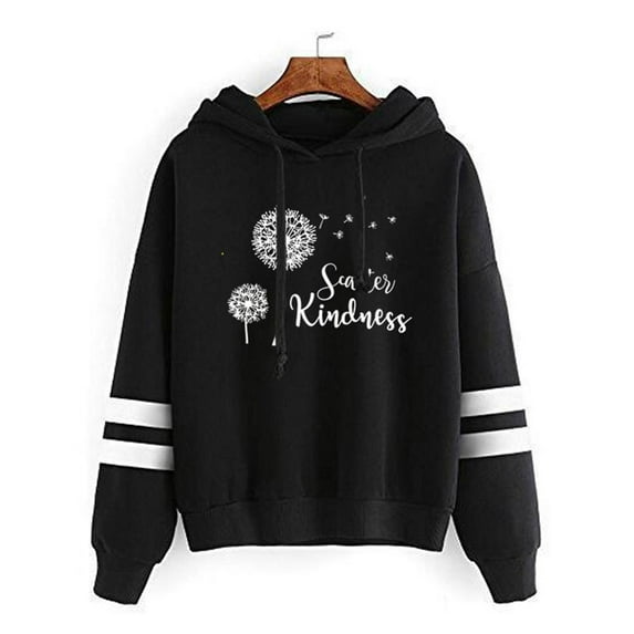 Fesfesfes Womens Casual Printed Long Sleeve Pullover Hoodie Two lines Tops Under $10