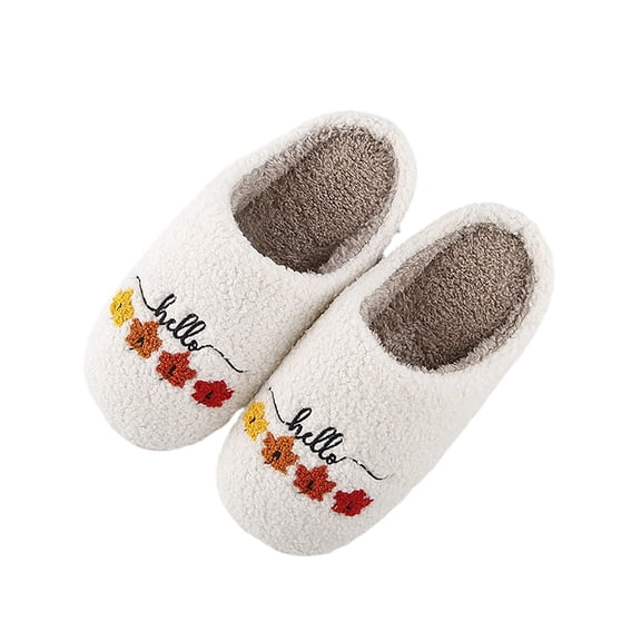 Fesfesfes Womens Cozy Winter Slippers Plush Fleece Lined House Shoes Non Slip Indoor Outdoor Comfortable Soft Sole Warm Footwear Soft Sole Casual Home Wear(White,43(US:9.5))
