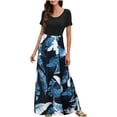 thumbnail image 1 of Fesfesfes Womens Dress Floral Print Round Neck Spring Dress Loose Casual Short Sleeve Maxi Boho ress, 1 of 7