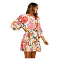 thumbnail image 1 of Fesfesfes Womens Dress Floral Print Round Neck Summer Dress Loose Casual 3/4 Sleeve Mini Sundress, 1 of 6