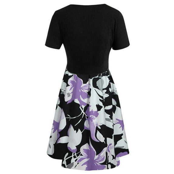 Fesfesfes Womens Dress Floral Print V Neck Spring Dress Loose Casual Sleeveless Women Short Sleeve Bow Knot Bandage Top Sunflower Print Mini Dress