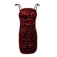 thumbnail image 1 of Fesfesfes Womens Dress Leopard Print Square Neck Sling Mini Spring Dress Casual Sleeveless Pleated Sexy Bodycon Sling Dress Nightclub Dress, 1 of 3