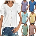 thumbnail image 1 of Fesfesfes Womens Dress Shirts Womens Fashion Casual Spring And Summer Short Sleeve V-Neck Blouses & Womens Basic Short Sleeve Tops M(US:6), 1 of 9