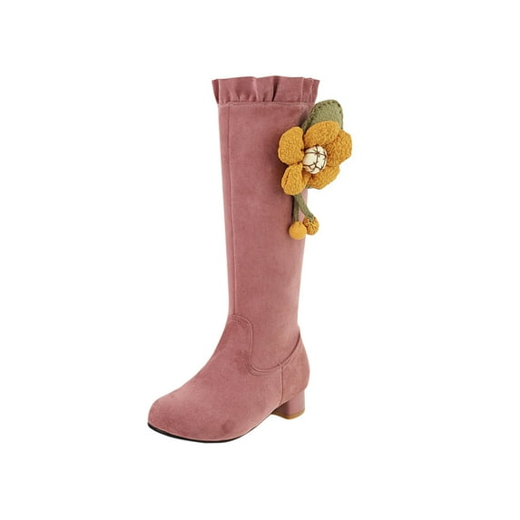 Fesfesfes Womens Dress Shoes Cute Sunflower Flower High Thick Heel Mid Heel Fall Winter Women's US:9(42)