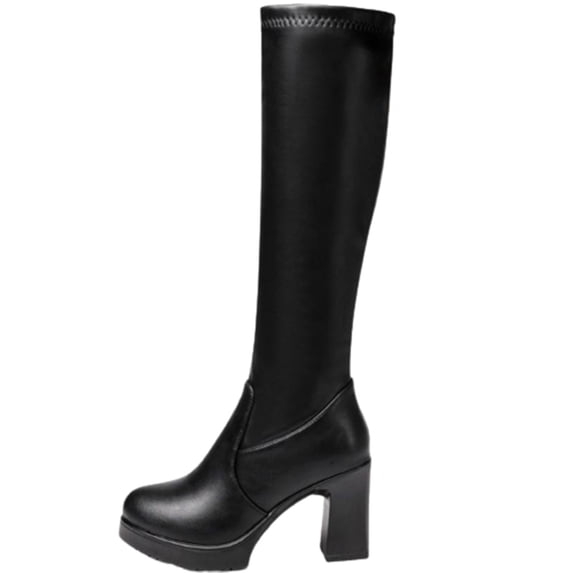 Fesfesfes Womens Dress Shoes Fall Winter Round Toe Platform High-heeled Boots Women US:5.5(36)