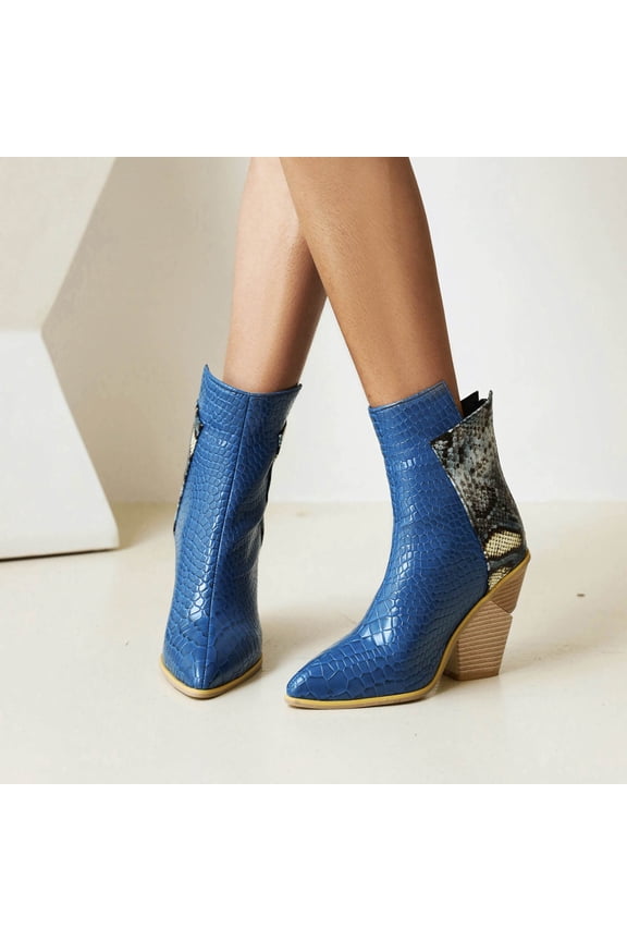 Womens Fall Boots Large Size And Winter Snake Print Super High Heel Sleeve 8.5(41)