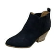 thumbnail image 1 of Fesfesfes Womens Fall Boots Vintage Slip On Boots Pointed Toe Round Thick Heel Short Shoes 7(39), 1 of 7