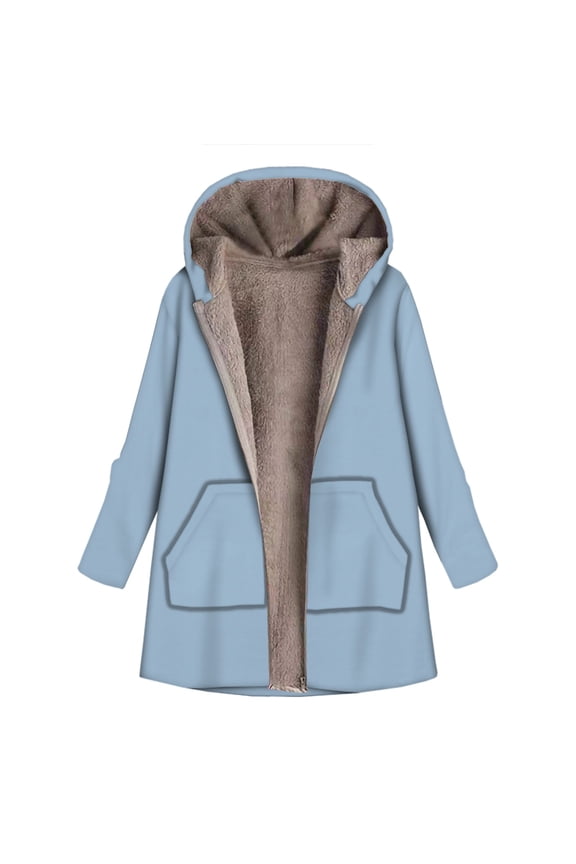 Womens Flannel Jacket Fleece Lined Hoodie Coat Long Sleeve Hooded Zip Jacket Winter Warm Blouse Under $10