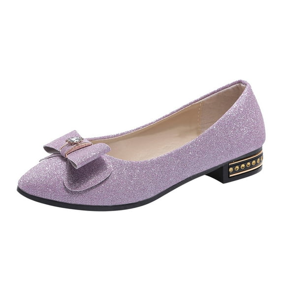 Fesfesfes Womens Flat Sandals Women Shallow Bowknot Toe Flat Low Heel Slip On Shoes Single Shoes 6.5(38)