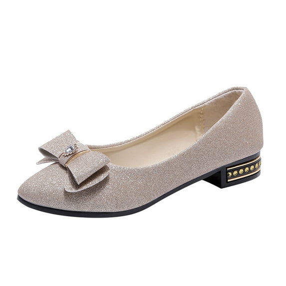 Fesfesfes Womens Flat Sandals Women Shallow Bowknot Toe Flat Low Heel Slip On Shoes Single Shoes 6.5(38)