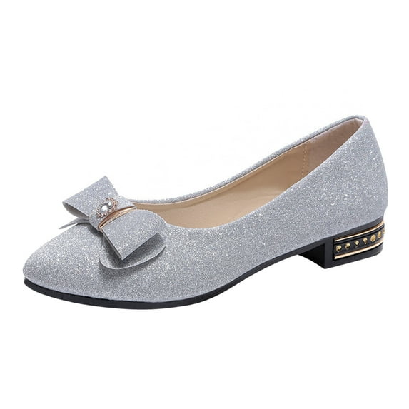 Fesfesfes Womens Flat Sandals Women Shallow Bowknot Toe Flat Low Heel Slip On Shoes Single Shoes 8.5(41)