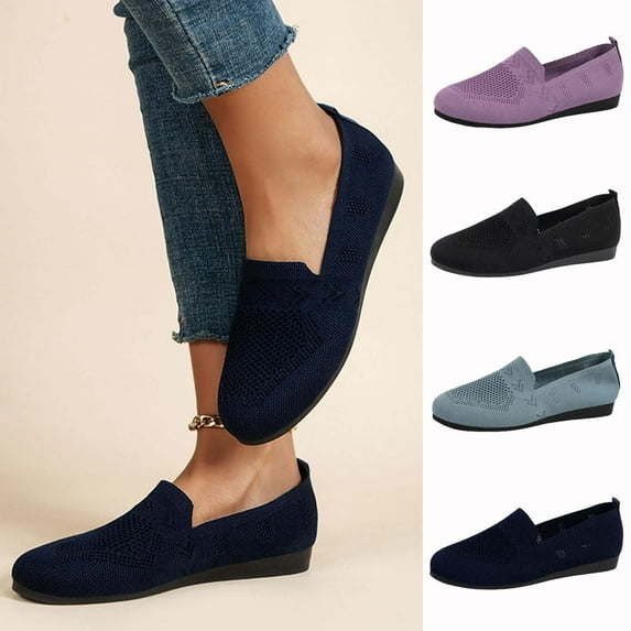 Fesfesfes Womens Flat Shoes Round Toe Solid Color Round-Toe Flats Shoes Comfortable And Breathable Lightweight Soft Casual Shoe 43(9.5)
