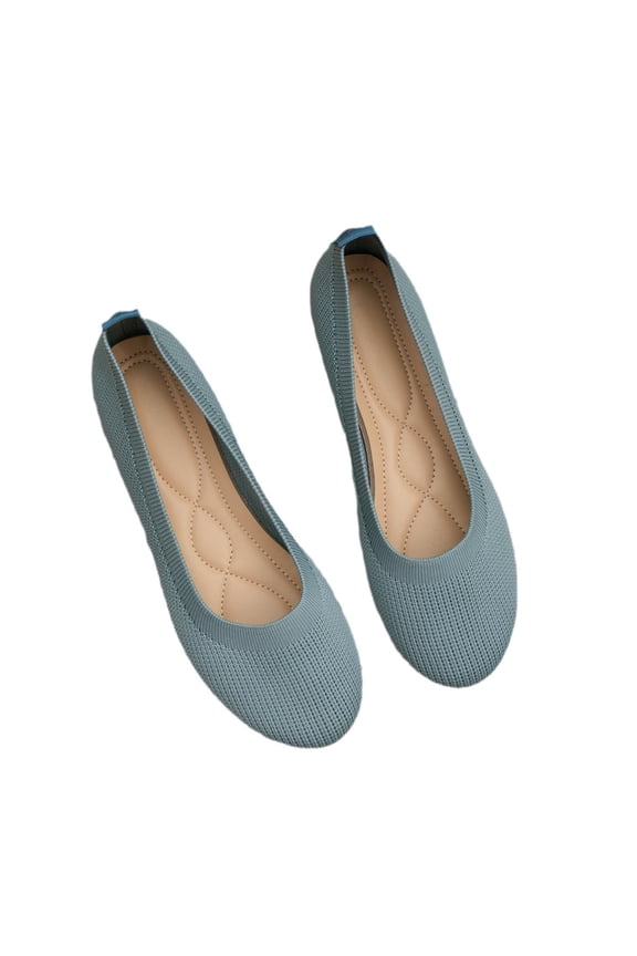 Womens Flats Dressy Round Toe Flat Soles Women's Shoes Athletic Casual Shoes Knitted Knitting Shoes Work Shoes 7(39)