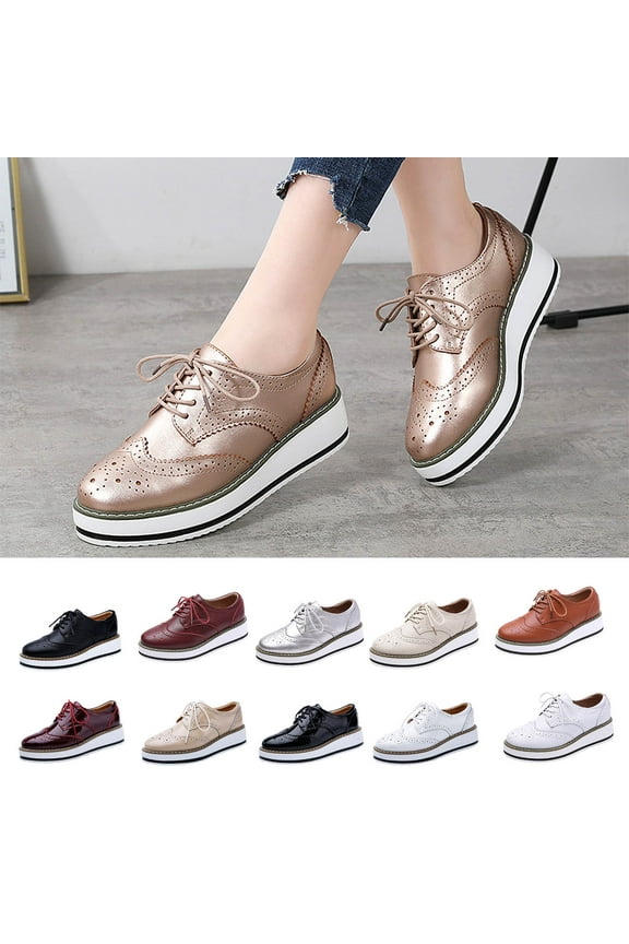 Womens Flats Plain Face Style Matsuke Thick Sole Synthetic Sports British Style Block Medium Heel Hollowed Out Womens Shoes 5.5(36)
