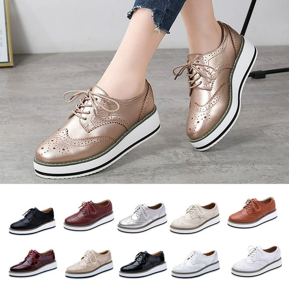 Fesfesfes Womens Flats Plain Face Style Matsuke Thick Sole Synthetic Sports British Style Block Medium Heel Hollowed Out Womens Shoes 7(39)