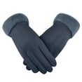 thumbnail image 1 of Fesfesfes Womens Gloves Touchable Screen Lady Winter Suede Gloves Warm Windproof Thick Gloves Full Finger Mittens For Outdoor Clearance Under $10, 1 of 5