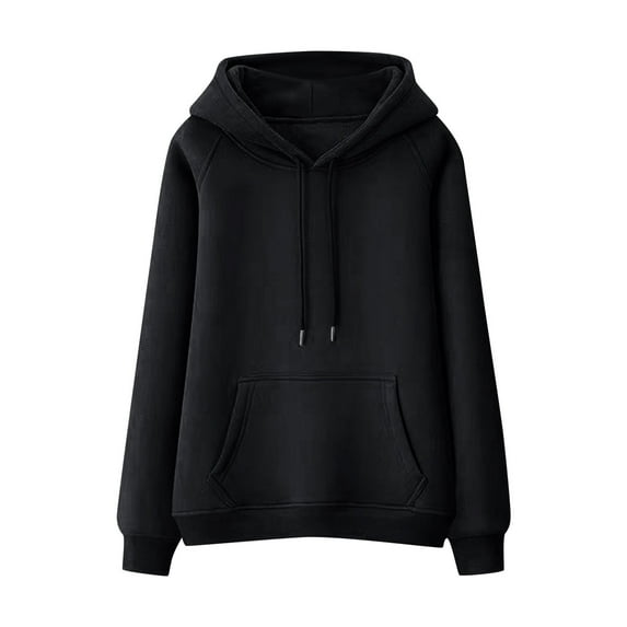 Fesfesfes Womens Oversized Hoodies Fleece Sweatshirts Solid Color Long Sleeve Sweaters with Pocket Trendy Pullover Fall Outdoor Blouses(Black#6,2XL)