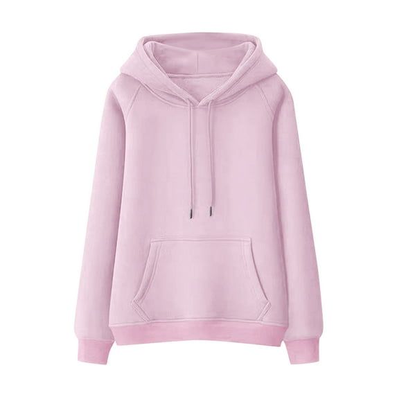 Fesfesfes Womens Oversized Hoodies Fleece Sweatshirts Solid Color Long Sleeve Sweaters with Pocket Trendy Pullover Fall Outdoor Blouses(Pink#6,M)
