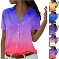 thumbnail image 1 of Fesfesfes Womens Oversized T Women Short Sleeve V-Neck Lapel Print Blouses Summer Casual Tops Womens Tunic Tops 16(XXXXL), 1 of 6