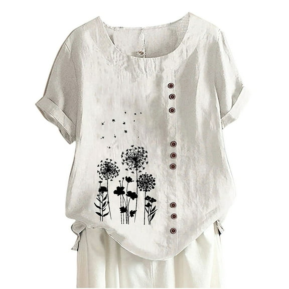 Fesfesfes Womens Oversized T Women's Summer Casual Round Neck Short Sleeve Printing Loose Shirt Tops Tshirts 10(XL)