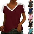 thumbnail image 1 of Fesfesfes Womens Oversized Tshirts Women's Casual V-neck Bow Short-sleeved T-shirt Top Cute Tshirt for Women XL(US:10), 1 of 7