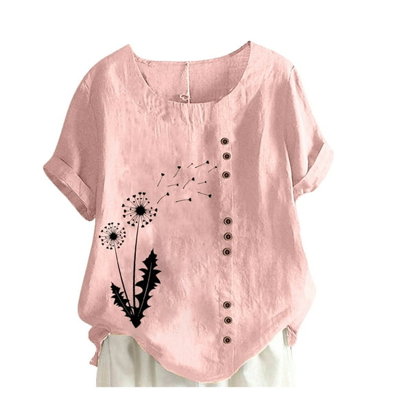 Fesfesfes Womens Oversized Tshirts Women's Summer Casual Round Neck Short Sleeve Printing Loose Shirt Tops T-Shirts for Women 10(XL)