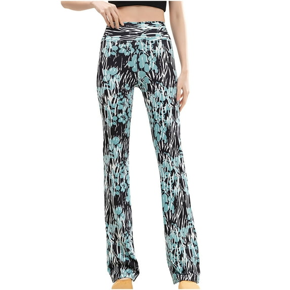 Fesfesfes Womens Pants Printed Straight Flared Pants Casual High Waist And Hip Lifting Trousers Exercise Fitness Yoga Pants