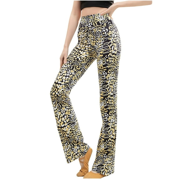Fesfesfes Womens Pants Printed Straight Flared Pants Casual High Waist And Hip Lifting Trousers Exercise Fitness Yoga Pants Spring Sale
