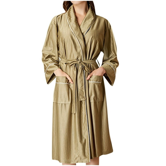 Fesfesfes Womens Robe Lightweight Housecoat Loungewear Soft Bathrobe for Women Cozy Robe Mid Length Robe Cool Feeling Robe for All Season Home Wear Casual Robe with Pockets(Mint Green,L)