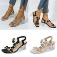 thumbnail image 1 of Fesfesfes Womens Sandals With Arch Support Women's Block Heel Sandals Clear Shoes Ankle Strap Sandals Work Daily Summer Flower Chunky Heel Sandals 6.5(38), 1 of 8