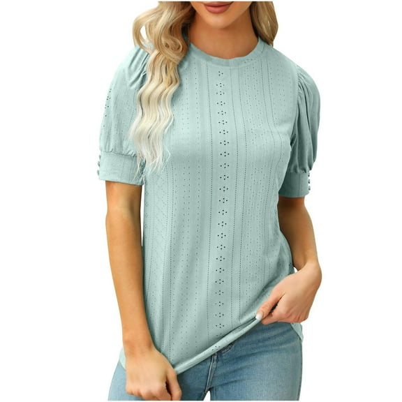 Fesfesfes Womens Shirt Fashion Womens Short Sleeve Summer Solid Color Casual Top Pullover T-shirt Womens Turtleneck Bodysuit XL(US:10)