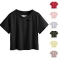 thumbnail image 1 of Fesfesfes Womens Shirt Women's Fashion Color Short-sleeved Round-neck Loose Casual Tops Workout Short Sleeve 8(L), 1 of 4