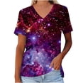 thumbnail image 1 of Fesfesfes Womens Shirts Women's Fashion Casual Print Astral V-neck Short Sleeve T-shirt Yoga Top XL(US:10), 1 of 5
