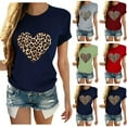 thumbnail image 1 of Fesfesfes Womens Shirts Women's Fashion Printed Round Neck Short Sleeve T-shirt Blouse Loose Tops Womens T-Shirts 14(XXXL), 1 of 7
