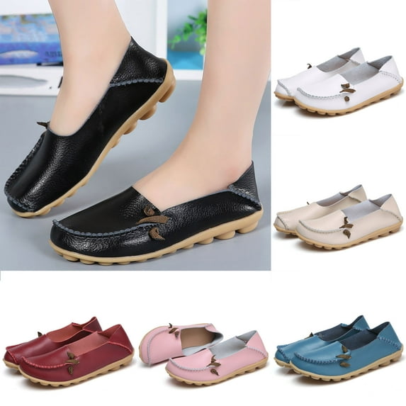 Fesfesfes Womens Shoes Casual Round Toe Round Casual Flat Shoes Loafers Soft Bottom Casual Lightweight Peas Shoes 36(5.5)