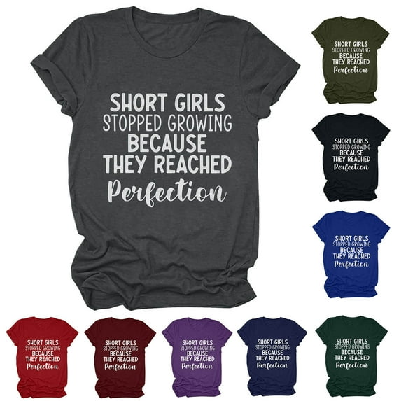 Fesfesfes Womens Short Sleeve Athletic Tops Womens Work Tops Short Sleeve Out Blouse Funny Letter Print Shirt T-Shirt Tops V Neck Tops for Women 4(S)