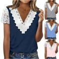 thumbnail image 1 of Fesfesfes Womens Short Sleeve Tops Women Fashion Summer Fold Printed Regular Women Short Sleeves V Neck Button Top Women's Short Sleeve Tops S(US:4), 1 of 6