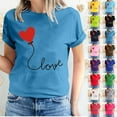thumbnail image 1 of Fesfesfes Womens Short Sleeve Workout Tops Valentine's Day Love Printed Short Sleeved T-shirt Top Short Sleeved Round Neck Top/Shirt Womens Tshirts Graphic L(US:8), 1 of 6