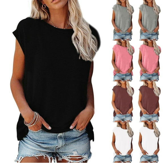 Fesfesfes Womens Short Sleeve Workout Tops Women Casual V-Neck Solid Color Casual Loose Fit Basic Blouse Women's Undershirts 3XL(US:14)