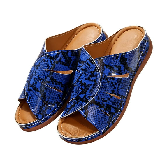 Fesfesfes Womens Slides Size 9 Women's Wedge Heel Color Serpentine Casual Comfortable Sandals Slippers 7.5(40)