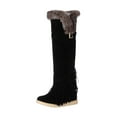 thumbnail image 1 of Fesfesfes Womens Snow Boots Long Boots Slip-on Velvet Lined Warm Boots Solid Color Shoes with Tassels Flat Knee High Boots 40(US:7.5), 1 of 5