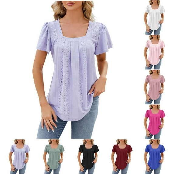 Fesfesfes Womens T Shirts Short Sleeve Shirts Summer Casual Blouse V Neck Loose Tunic Tops for Women S(US:4)