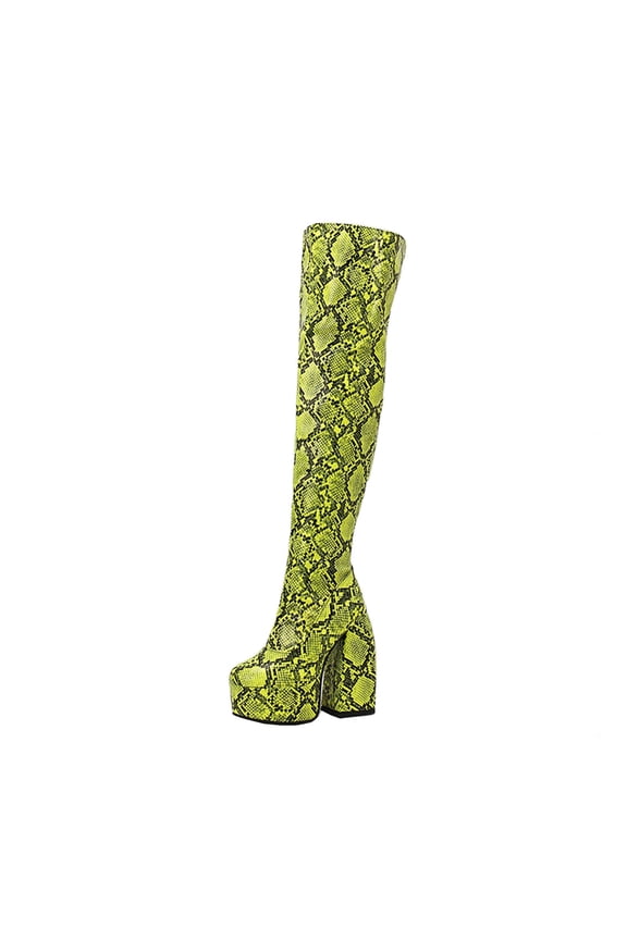 Womens Tall Boots Patchwork Serpentine Platform Ultra High Heel Winter Ladies Over The Knee Boots US:9.5(43)