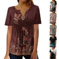 thumbnail image 1 of Fesfesfes Womens Tanks Women Fashion Casual Print V Neck Loose Short Sleeve T-shirt Top Blouse Pullover Tshirts Shirts for Women Graphic XL(US:10), 1 of 6