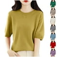 thumbnail image 1 of Fesfesfes Womens Tees Woman Round Neck Short Sleeve Solid Color Capless Fashion Fallow Commuting Jacket Womens Short Sleeve Tops XL(US:10), 1 of 6