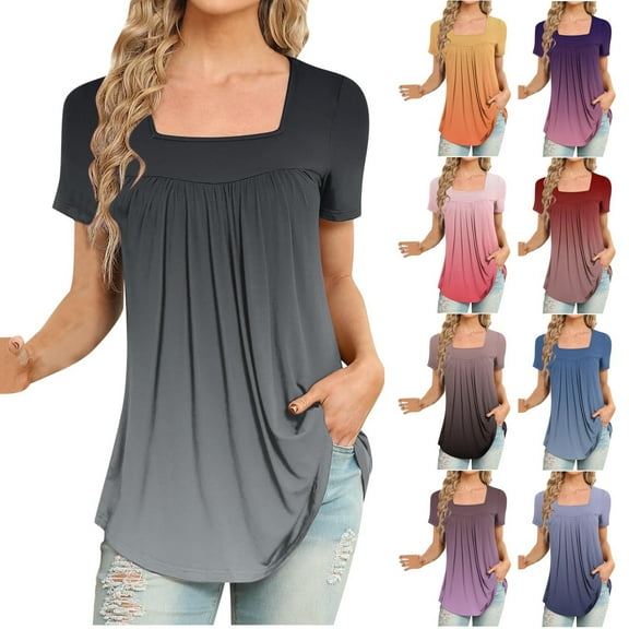 Fesfesfes Womens Tees Women Fashion Printed Casual V-Neck Short Sleeve Loose T-Shirt Blouse Tops Workout Short Sleeve L(US:8)