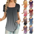 thumbnail image 1 of Fesfesfes Womens Tees Women Fashion Printed Casual V-Neck Short Sleeve Loose T-Shirt Blouse Tops Workout Short Sleeve XL(US:10), 1 of 6