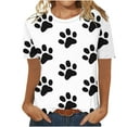 thumbnail image 1 of Fesfesfes Womens Tops Women Fashion Casual Printed Short Sleeve Round-Neck Pullover Blouse T-shirt Tops Tunic Tops L(US:8), 1 of 4